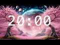 20 Minute Countdown Timer with Alarm | Calming Music | Cherry Blossoms