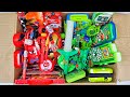 Red stationery vs green stationery - lunch box, pencil box, multicolor Pen, magic cup, highlighter