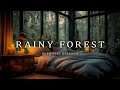 Peaceful Bedroom Getaway - Soft Bedside Glow And Rainy Forest Scene With Piano Melodies  🕯️