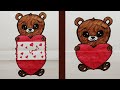 How to draw Mother's day drawing | women's day drawing | Draw Teddy Bear folding for mother's  day