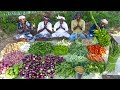 KING of VEGETABLE Recipe | SAMBAR Recipe with Four Side Dish | Veg Village Food Cooking in Village