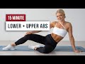 15 MIN ABS BURNER Workout - Lower and Upper Abs, No Equipment Core, Home Workout