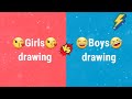 Girls vs Boys 😎 | Girls drawing vs Boys drawing