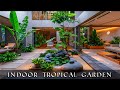 Modern Tropical Courtyard Garden in the Center of an Open Plan Living Room & Lush Greenery
