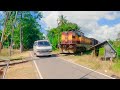 Dangerous Railroad Crossing Srilanka | Van Stuck on Railgate while Train Honking