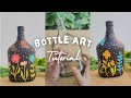 Bottle art tutorial | Flower design | diy | home decor | acrylic painting