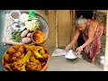 CAULIFLOWER curry with potato Village cooking & eating with hot rice by tribe santali GRANDMOTHER