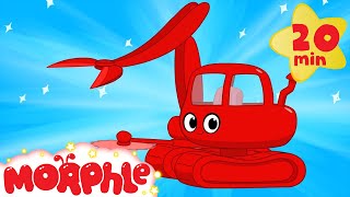 My Red Logging Machine Morphle - kids construction vehicles (+ police car, crane, ambulance)