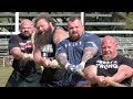 World's Strongest Men in a Tug o' War Challenge at Braemar Gathering Highland Games site in Scotland