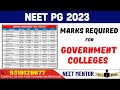 NEET PG 2023 🔥 Marks Required for Clinical Seat in Government Colleges 🔥 Branch Wise 🔥 NEET MENTOR