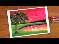 Beautiful Oil pastel Spring Landscape Painting for beginners | Oil Pastel Drawing
