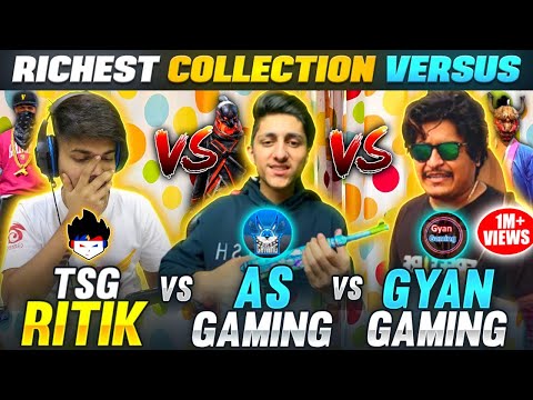 TSG Ritik Vs Gyan Gaming Vs As Gaming 😱 India’s Richest Collection Versus Garena Free Fire