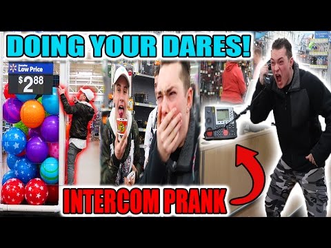 DOING YOUR DARES IN WALMART INTERCOM SCREAM EATING LIVE WORMS AND MORE 