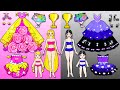Paper Doll Dress Up - Pink VS Purple Mother & Daughter Dresses - Barbie Family Contest Handmade