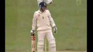 Chris Read ducks a Chris Cairns slower ball yorker