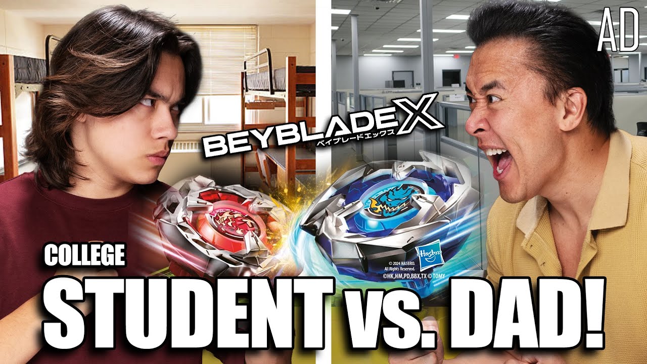 COLLEGE STUDENT vs. FATHER Beyblade XTreme Dorm Room Challenge!