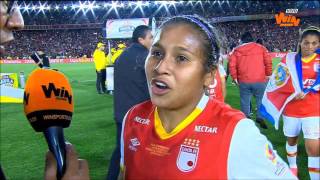 Leicy Santos, jugadora de Santa Fe, tras el título de la Liga Femenina Aguila | Win Sports