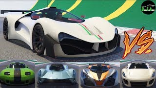 GTA 5 Top Speed Drag Race (Grotti Visione vs. X80, Vagner, T20, 811, Banshee, Itali GTB, XA-21)