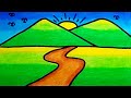 How To Draw Mountain Scenery Easy Step By Step | Drawing Mountain Scenery For Beginners Very Easy