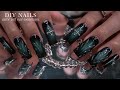 💚 do goth nails with me 🐍 Harry Potter Slytherin Theme Gel X Nails 🖤