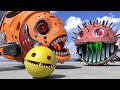 Robot Pacman vs Cartoon Cat vs Ms Pacman vs Scary Pacman is a Rehearsal to go to Lava Monster