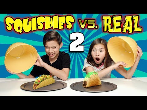 SQUISHY FOOD VS. REAL FOOD CHALLENGE 2 More JUMBO SQUISHIES 