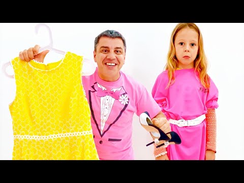 Nastya e papai fazem novos vestidos para a festa da princesa
