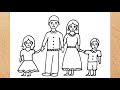 Family drawing easy || Family drawing with 4 members