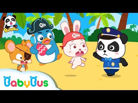 Pirate Rudolph Grabs Surprise Egg from Baby Crocodile Panda Police Officers Rescue Team BabyBus