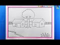 Simple rules for drawing village scenes for Beginners  💖💖Village Scenery Drawing with Pencil