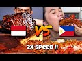 Filipino 🇵🇭 vs Indonesian🇮🇩 Mukbang Eating compilations| 2x speed!! fast motion satisfying Asmr