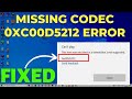 How Do I Fix Missing Codec 0xc00d5212 Error When Playing AVI Files