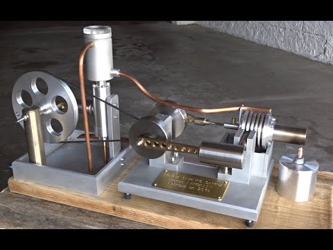 Moteur Stirling avec pompe à eau Water cooled Stirling engine Fabrication maison HD 