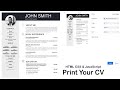 how to create cv in html css & javascript | print button | how to create resume in html | am webtech