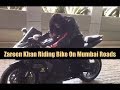 Zareen Khan enjoys Bike Riding On Mumbai Roads