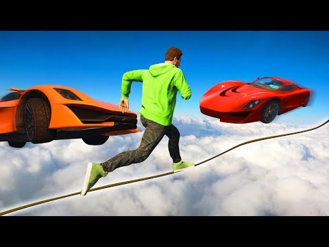 WORLDS MOST IMPOSSIBLE TIGHTROPE DEATHRUN GTA 5 Funny Moments 