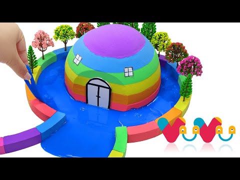How To Make Rainbow Hut with Kinetic Sand Slime Tree Model