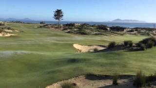 The par 5 closing hole at Tara Iti GC, New Zealand