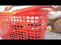 How to clean the red plastic basket - red plastic basket with many holes