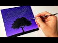Easy Night Sky for Beginners | Acrylic Painting Tutorial Step by Step
