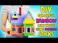EASY! DIY Colorful Rainbow Mini House Using Popsicle Sticks | FUN CRAFT!