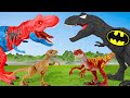 BATMAN T-REX vs SPIDERMAN TREX DEATH RUN EVOLUTION of DINOSAUR | Strongest Dinosaur Jurassic World 2