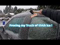Freeing my Truck of thick ice from last night's storm using a rubber mallet. ASMR sounds!