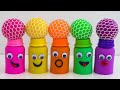 Match Rainbow Colors Squishy  Balls with Kinetic Sand  Milk Bottles Smiley Face |  video for kids