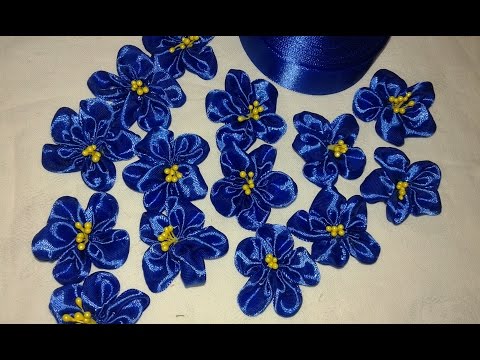 Незабудки в технике канзаши из атласных лент - YouPak.pk Largest Collection of HD Videos