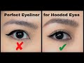 How to: PERFECT WINGED EYELINER for Hooded Eyes (Beginner Friendly) - Soft and Thin Winged Liner