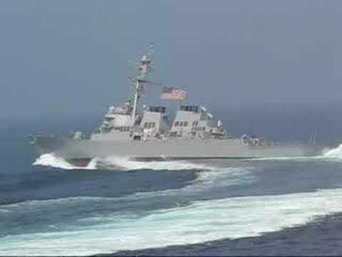 Navy ship taking evasive action 