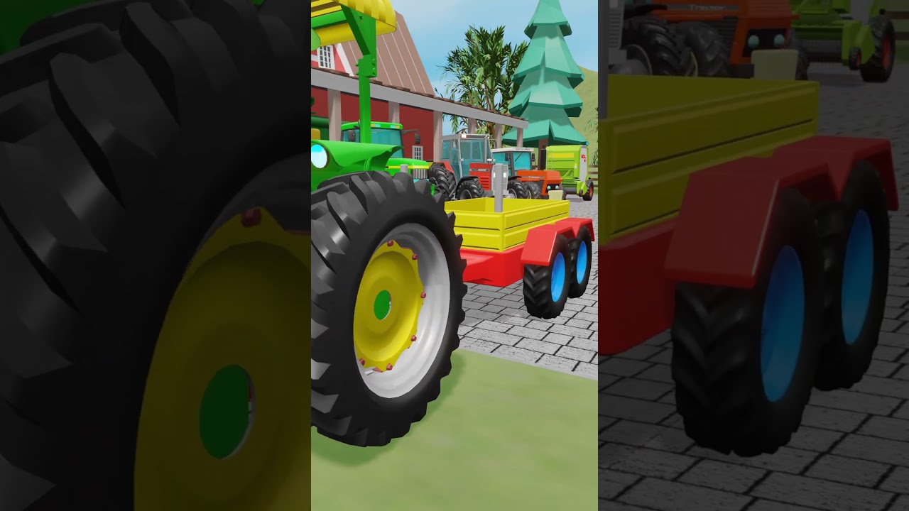 The Adventures of the Little Green Tractor on the Animated Farm and Work on the Apple Picking