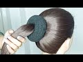Simple & Cute hairstyles for medium hair ! donut bun hairstyles ! easy high bun done by MonikaStyle
