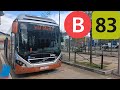 (Bus Stib) Voyage complet ligne 83 Val Maria à Gare Berchem Volvo 7900 Hybrid n°9452.